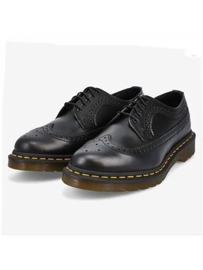 Dr. Martens 11845 Yellow Stitch Leather Wingtip Brogues
